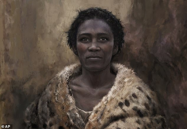 The artist's image shows what Zlatý k might have looked like during her lifetime. She may have been one of the first Homo sapiens to mate with Neanderthals