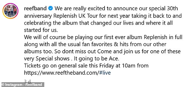 News of the split comes just three days after Jesse's band Reef announced they would be touring again in 2025 for their 30th anniversary.