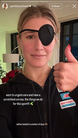 She shared her eye patch look and assured fans that she will be back to full health in a few days