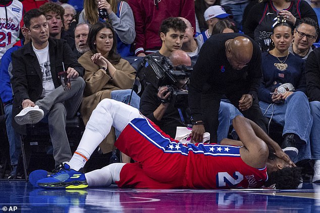 Embiid was left writhing in pain on the court and it was later revealed that he had ruptured his sinus