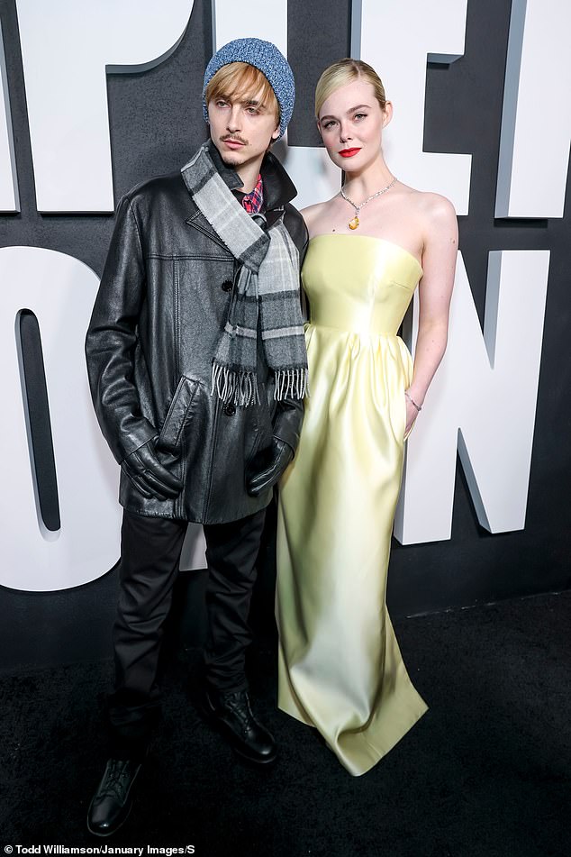 Chalamet also posed with his costar Elle Fanning on the star-studded red carpet ahead of the special screening