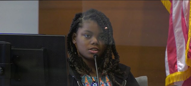 The court heard testimony during the trial on Tuesday from the boy's 13-year-old sister, Miharah Allen (pictured), and Walmart lawyers.