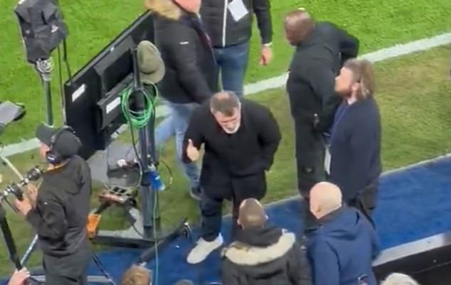 Sky Sports pundit Roy Keane (centre) had a verbal exchange with an Ipswich fan last month