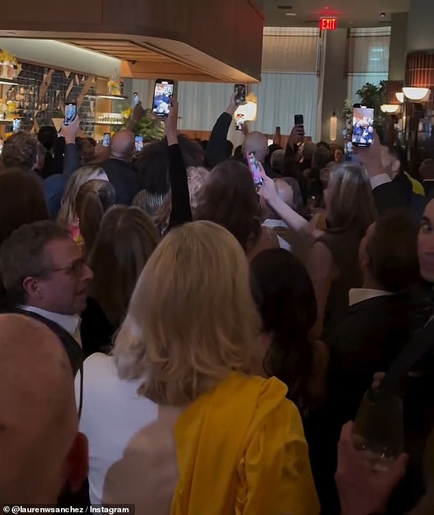 In a video posted to Sánchez's Instagram Story, at least 100 people were seen standing side by side in a chic lounge singing 