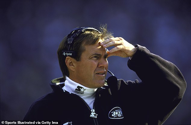 Belichick watches as the Jets take on the Carolina Panthers in November 1998