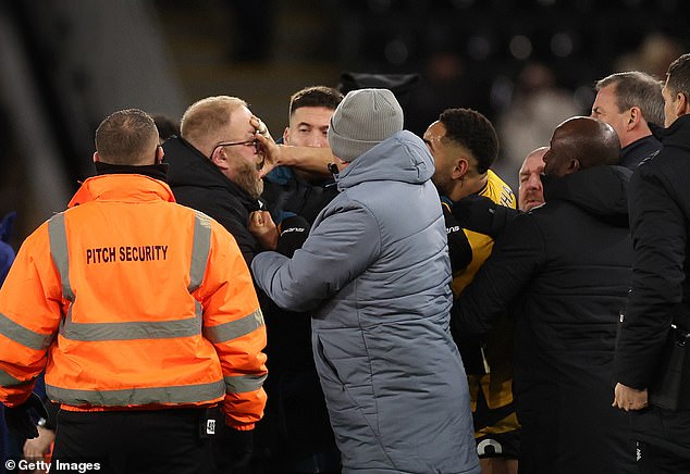 After the final whistle, chaotic scenes followed, with a lot of pushing and pulling