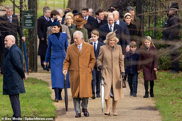 The Duke could be banned from the annual Christmas Day walk (Photo of the Royal Family during their annual walk in December 2023)