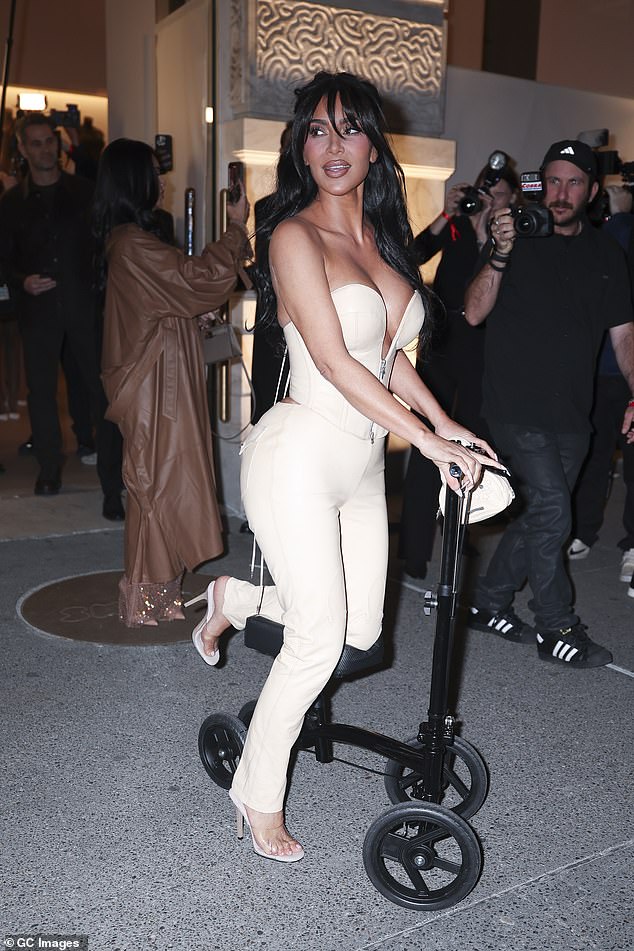 During Thursday's conversation with Vogue, Kim also talked about recently breaking her foot and how she uses a scooter to get around