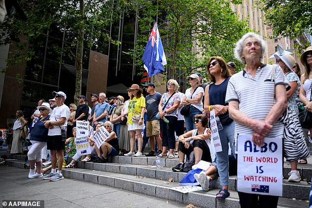 The 'Enough is Enough' event follows two recent anti-Semitic attacks across Australia and was held at the site of the Lindt Cafe siege to mark the tenth anniversary of the terror attack