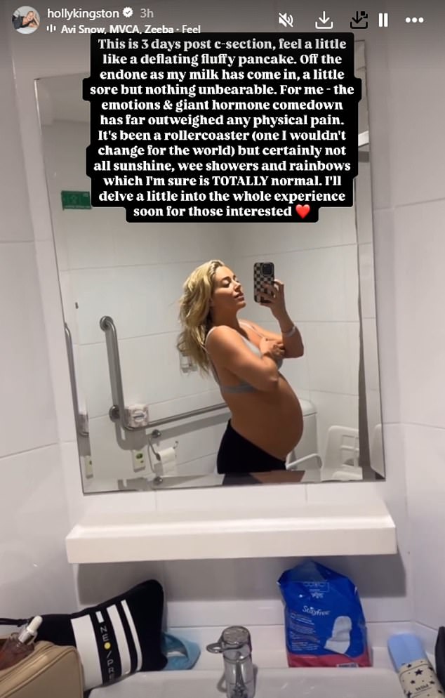 Holly shared a photo of herself in a bra and pants, giving her fans a glimpse of her 'deflated' stomach