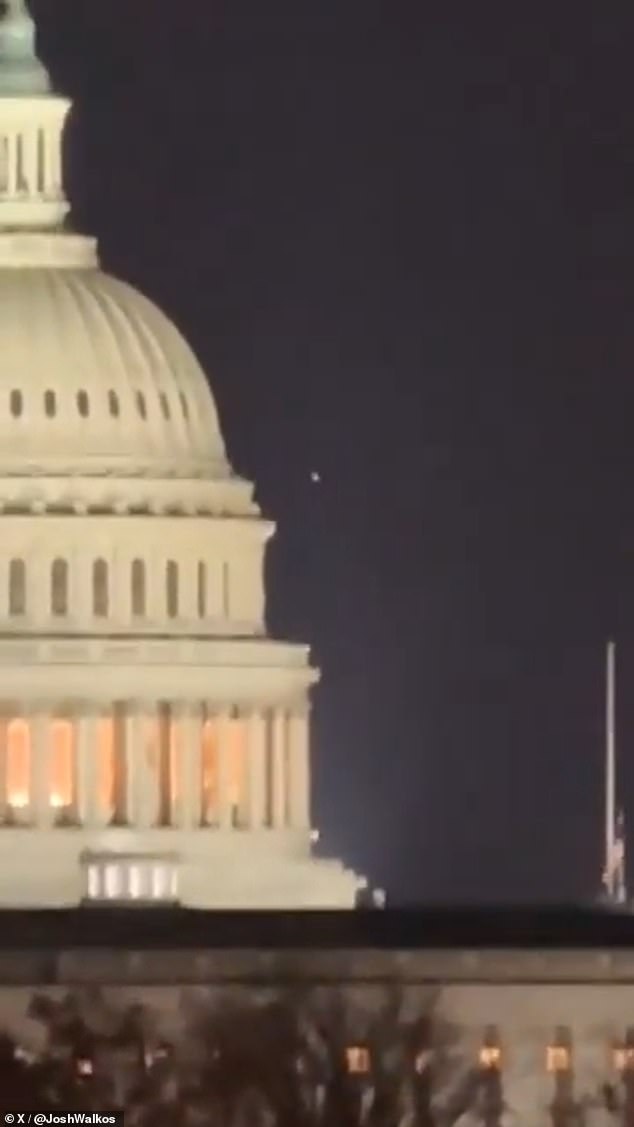 Images showing an unidentified object in the sky over DC on Friday evening