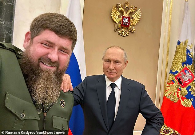 Vladimir Putin, 72, right, had awarded Ramzan Kadyrov, 48, left, the honor 'For services to the Fatherland' during an unannounced but secretly filmed Kremlin ceremony