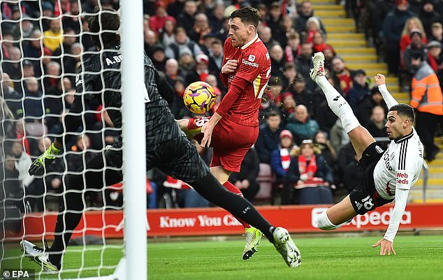 Robertson could not prevent Andreas Pereira from opening the scoring at Anfield