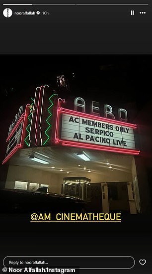 Noor included two photos from the nostalgic event, including a shot of Al (née Alfredo) as titular Detective Frank Serpico in Sidney Lumet's crime drama