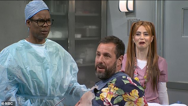 In 2018, Rock joked about getting plastic surgery on his ears when he and Adam Sandler were promoting their film The Week Of. Sandler made a cameo appearance on Saturday, portraying a patient waking up during surgery