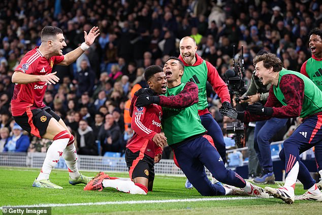 Ruben Amorim's side secured a dramatic victory at the Etihad after late goals from Bruno Fernandes and Amad Diallo