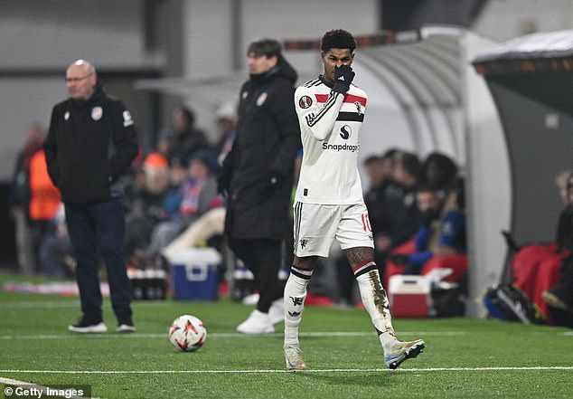 Rashford cut a dejected figure in midweek as he hooked up with Viktoria Plzen