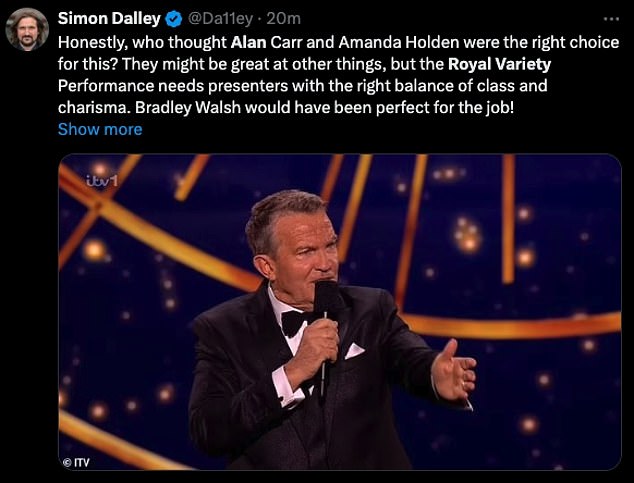 1734314137 659 Royal Variety Performance viewers furiously brand new hosts Amanda Holden