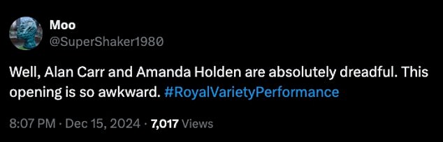 1734314138 829 Royal Variety Performance viewers furiously brand new hosts Amanda Holden