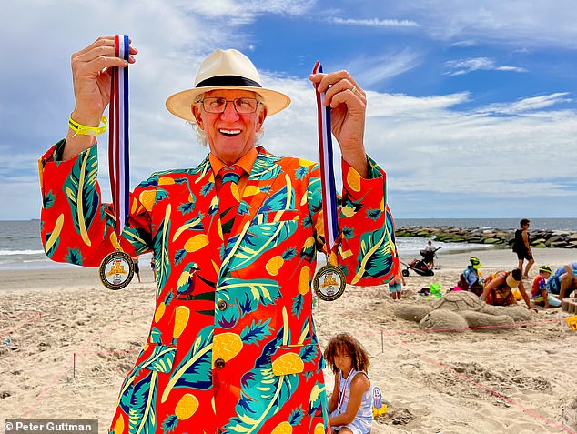 A Sandcastle competition judge in Rockaway Beach, New York City, New York