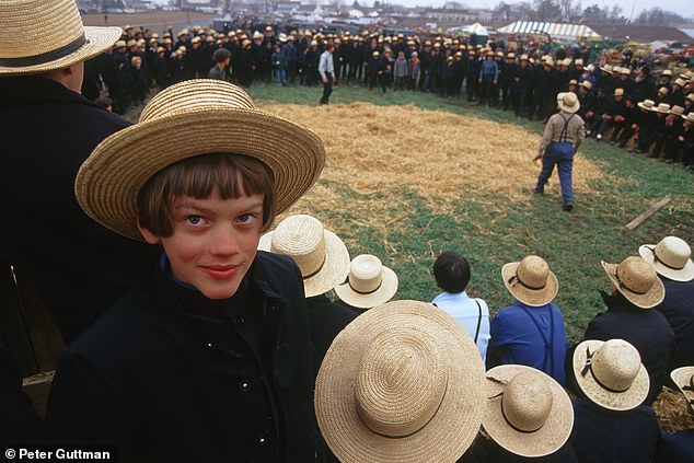 An Amish cornerball spectator in Peach Bottom, Pennsylvania