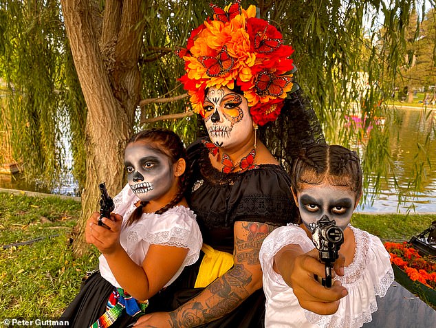 Celebrants of the Day of the Dead Mourners in Hollywood, California