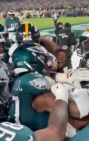 A massive brawl broke out between the Eagles and Steelers