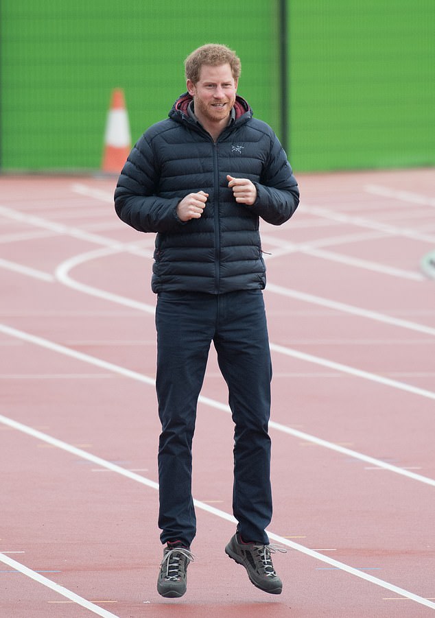 Harry wore an Arc'teryx padded jacket to a Heads Together event with Prince William and Kate at the Olympic Park in 2017