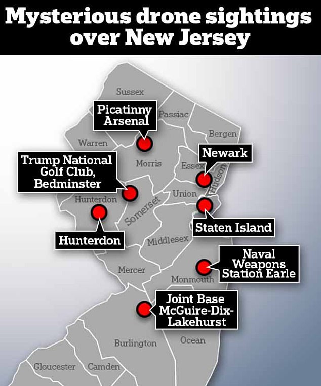 Monmouth County is home to the Naval Weapons Station Earle, a naval base. Experts have speculated that foreign powers could target areas like this, where intelligence and weapons bases are located. (Pictured: NJ landmarks where drones have been spotted overhead)