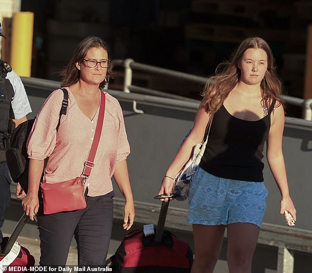 Georgia Sandoe-Simpson, 19, and her mother Tanya Sandoe, 56, return to Sydney on Monday