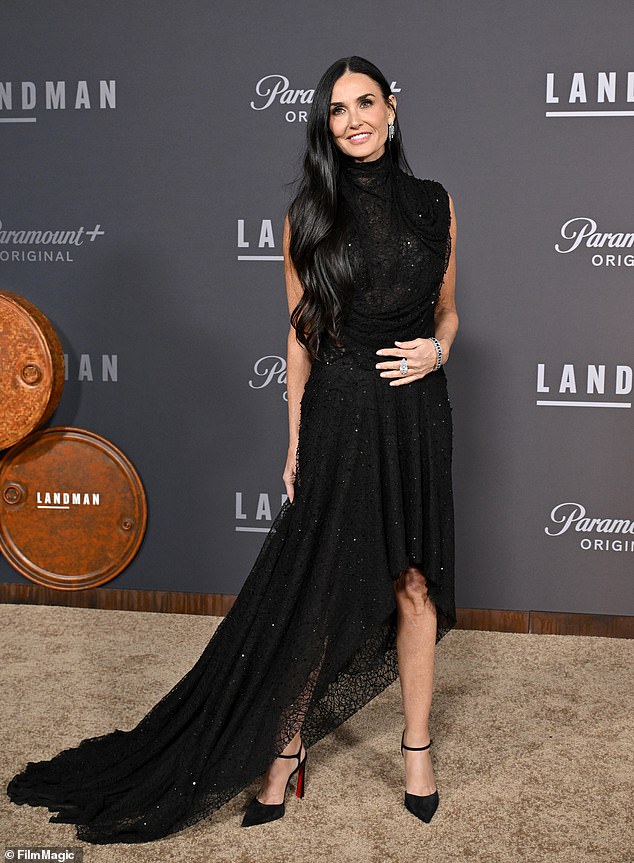 Moore at the Los Angeles premiere of Paramount+'s Landman at Paramount Theater on November 12 in Los Angeles