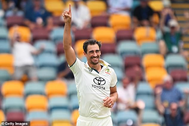 Starc (pictured) enjoyed a good day at the wicket, dismissing both Jaiswal and Shubman Gill