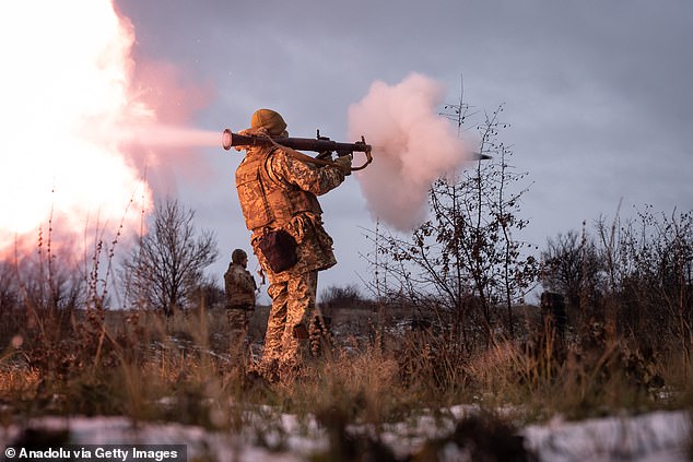 Ukrainian soldier from the 24th Brigade fires an RPG during a training exercise in Donetsk Oblast, Ukraine on December 15