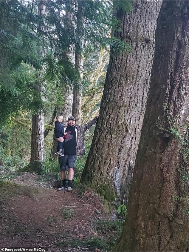 McCoy hasn't seen his son since he left Oregon - and is convinced that if he hadn't left, his son would still be alive. (Pictured: the father and son)