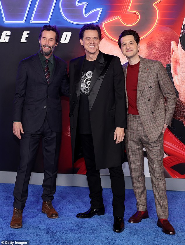 They later posed with Ben Schwartz, 43, who is the voice of Sonic