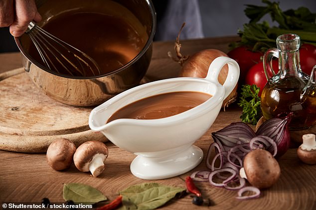 According to top chefs, a real gravy uses the juices and sediment of the roasted meat and vegetables as a starting point (archive photo)