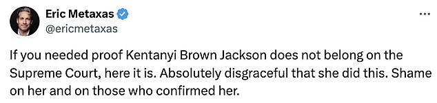 Many of the commenters said they believed Judge Jackson might be better as a full-time actress than as a member of the Supreme Court