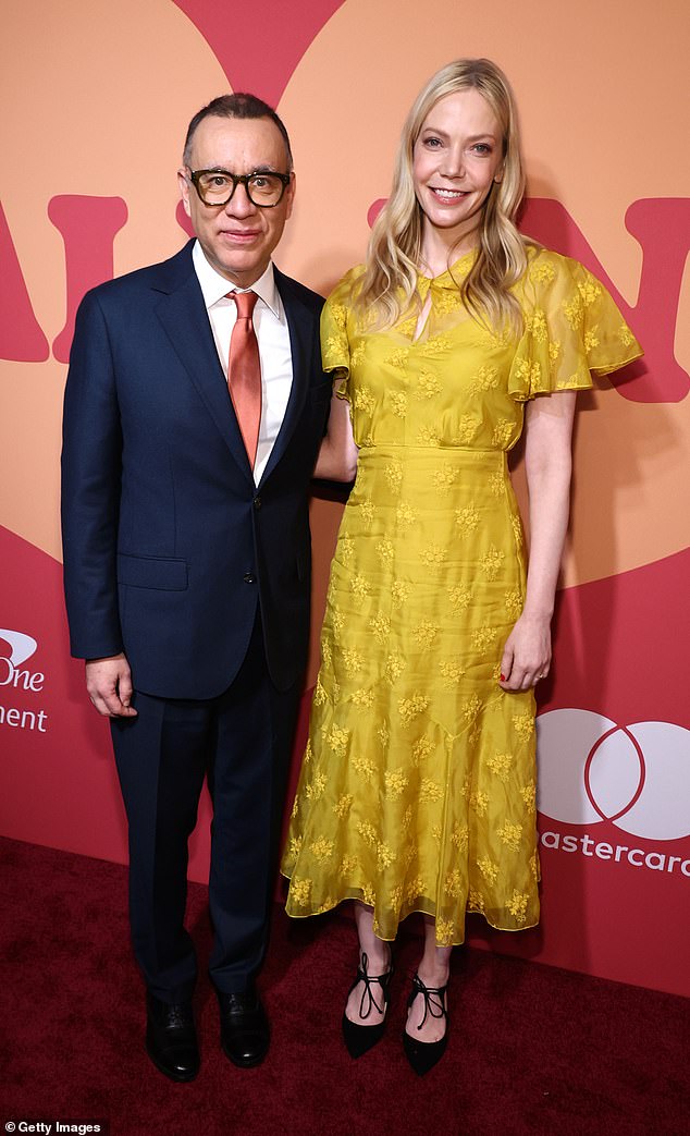 Fred Armisen, 58, was joined by wife Riki Lindhome, 45, who wore a bright yellow dress