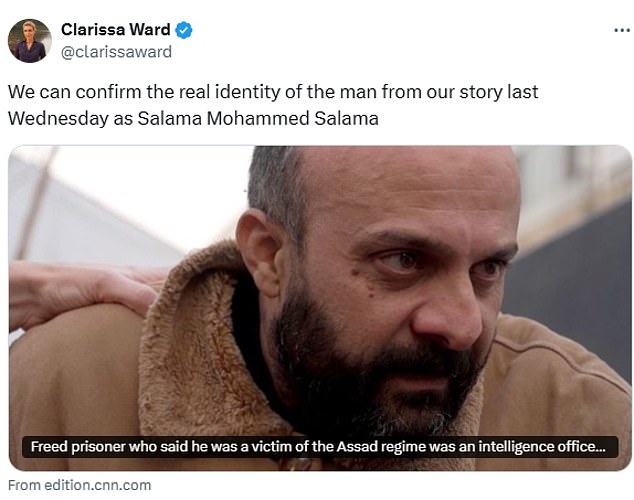 Clarissa Ward confirmed the real identity of the released prisoner in an X-post last night