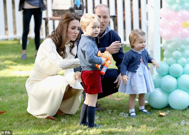 It wasn't just Lilibet who sparked comparisons, as Harry and Meghan's body language was remarkably similar to that of William and Kate in their children. Pictured at a children's party for military families in 2016