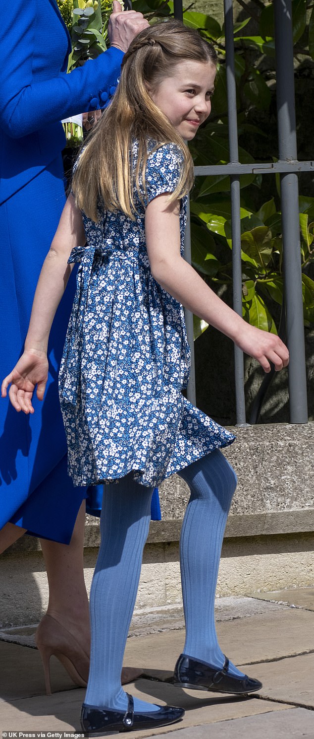 Princess Charlotte of Wales attends the Easter Mattins Service at St George's Chapel at Windsor Castle on April 9, 2023