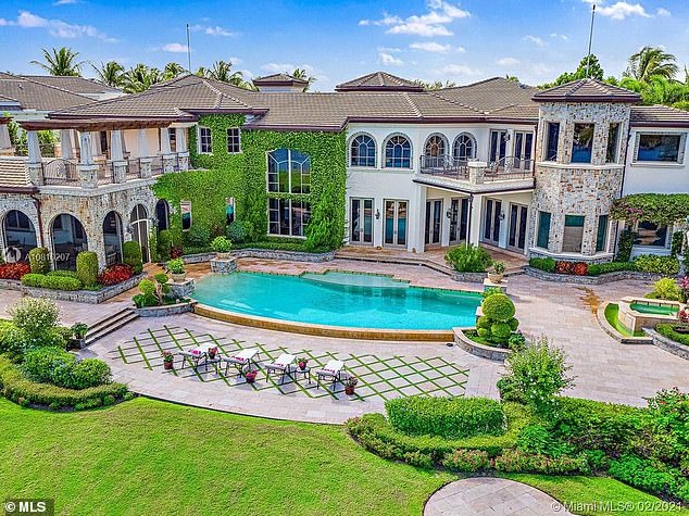 The mansion is an 11,000-square-foot home with six bedrooms and 11 bathrooms that the former couple purchased for $9.7 million. The Admiral Cove estate is located in Jupiter, Florida