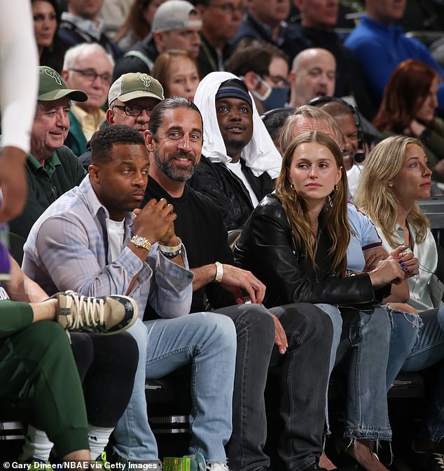 Rodgers hasn't been romantically linked to anyone since Mallory Edens (2-R, pictured in 2022), the 28-year-old daughter of one of the Milwaukee Bucks' principal owners, Wes Edens.