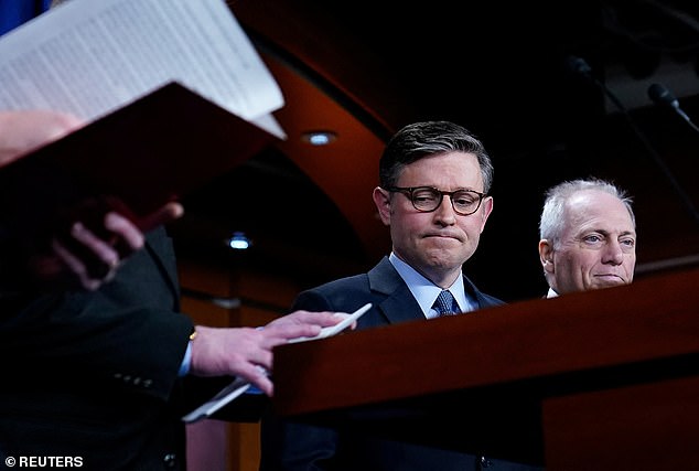 Speaker of the U.S. House of Representatives Mike Johnson, R-La., attends a press conference after a House Republican conference on Capitol Hill in Washington, U.S., December 17, 2024