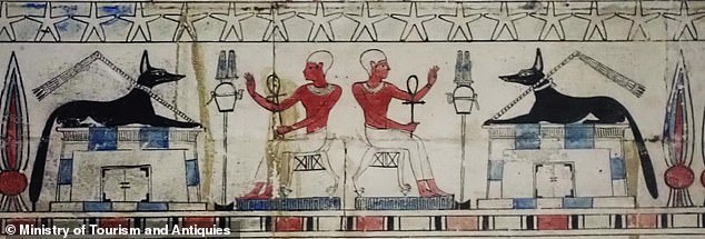 In addition to the mummies decorated with gold tongues and nails, the research team discovered colorful inscriptions and ritual scenes adorning the tombs