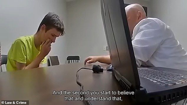 He hung his head as the officer tried to convince him that his mother had manipulated him