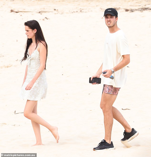 Harper's older sister Ava and her boyfriend (pictured together) also went to the beach to look for the four-year-old, but with no luck