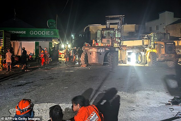 Mr Thompson has requested specific tools and machines to help. The photo shows Tuesday evening's rescue operation