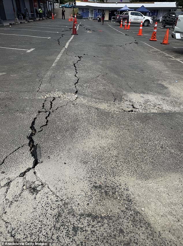 Tuesday's devastating earthquake left huge potholes in the roads