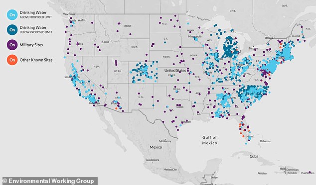 The Environmental Working Group, an activist organization focused on environmental pollutants, has mapped the communities and military sites confirmed to be contaminated with PFAS. Like microplastics, PFAS are found virtually everywhere in the environment